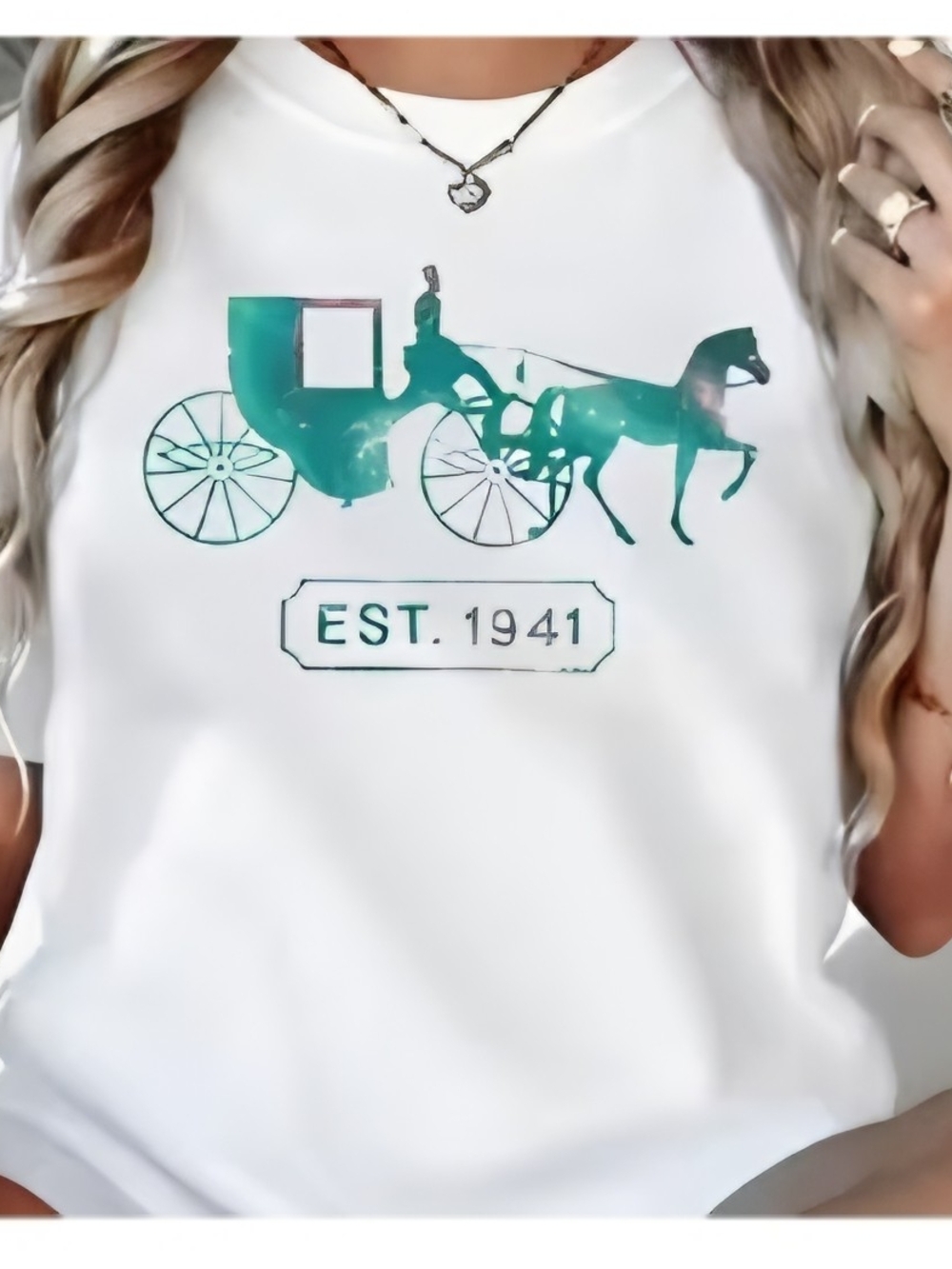 White Tee w/ Galaxy Carriage Graphic - 'EST. 1941'